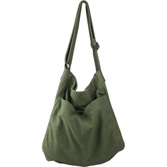 Canvas Hobo Crossbody Shoulder Tote Bag for Women and Men W/Multi-pocket Casual - Picture 1 of 7
